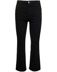 ICON DENIM - Black High-waisted Slightly Flared Jeans In Cotton Denim Woman - Lyst