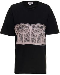 Alexander McQueen Corset Print Cotton T-shirt - Save 10% | Lyst