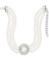 Self-Portrait - Small Crystal Pearl Choker - Lyst