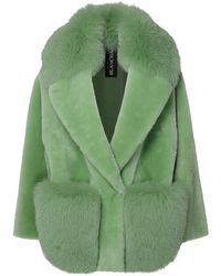 Blancha - Green Leather Fur Coat - Lyst
