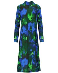 Stine Goya - Millie Blue And Green Midi Dress - Lyst