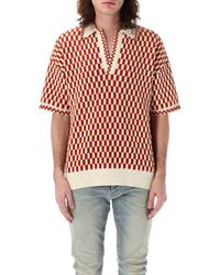 Tシャツ・カットソー AMIRI SS25 CHECKERED OVERSIZED POLO (AMKNPO1057 BURNT ORAN) CHECKERED OVERSIZED POLO - Burnt Orange | AMIRI