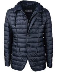 Herno - Ultralight Blazer Down Jacket With Fleece Hood And Removable Front - Lyst