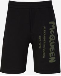 Alexander McQueen - Graffiti Logo-Print Cotton Shorts - Lyst
