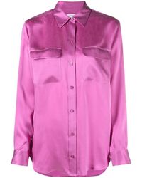 Equipment Long-sleeve Silk-satin Shirt - Pink