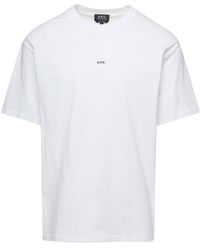 A.P.C. - 'kyle' White Crewneck T-shirt With Front Logo Print In Cotton Man - Lyst