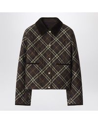 Burberry - Cropped Quilted Nylon Jacket With Check Pattern - Lyst