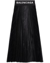 Balenciaga - Pleated Logo-jacquard Midi Skirt - Lyst