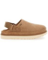 UGG - 'goldenstar' Beige Clog With Embossed Logo In Suede Woman - Lyst