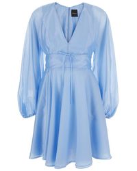 Plain - Light Dress With V-Neck And Flared Skirt - Lyst