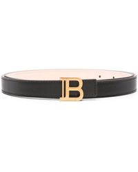 Balmain - Calf Leather Belt With Gold Logo Buckle - Lyst