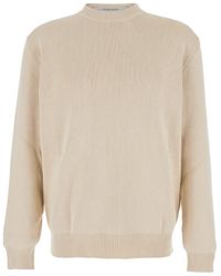 Golden Goose - Ribbed Knit Crewneck Sweater With Logo Lettering On The Rear - Lyst