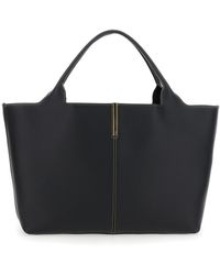 Tod's - Shopper With Two Top Handles And Metal Bar With Logo - Lyst