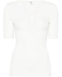 Elisabetta Franchi - Top With Lace-Up Detail - Lyst