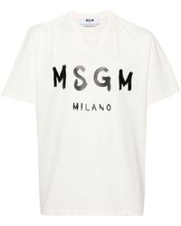 MSGM - Cotton T-Shirt With Front Printed Logo - Lyst