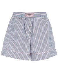 Ganni - Shorts With Logo Patch On The Front And All-Over Striped Motif - Lyst