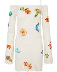 CASABLANCA - Crochet Knit Mini Dress With Patches - Lyst
