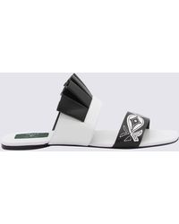 Emilio Pucci - Black And White Leather Goccia Applique' Flat Sandals - Lyst