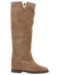 Via Roma 15 - Knee-High Boots With Cut-Out On The Side And Logo Plaque - Lyst