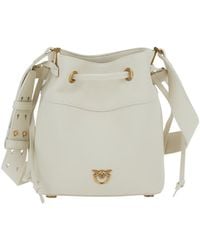 Pinko - Mini Bucket Bag With Metallic Love Birds Logo On The Front - Lyst
