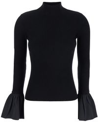 Twin Set - Sweater With Mock Neck And Flared Cuffs - Lyst