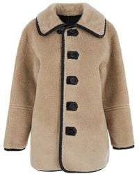 Low Classic - Beige Jacket With Reversible Design In Faux Fur Woman - Lyst