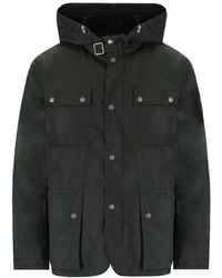 Barbour - International Auto Wax Sage Hooded Jacket - Lyst