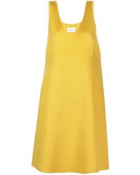 P.A.R.O.S.H. - V-neck Sleeveless Wool Dress - S Yellow - Lyst