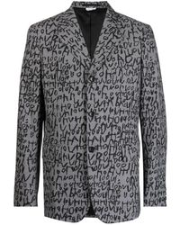 Comme des Garçons - Comme Des Garçons Homme Plus Graphic Print Prince Of Wales Wool Blend Jacket - Lyst