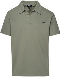A.P.C. - Polo Shirt In Green Cotton - Lyst