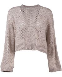 Brunello Cucinelli - Dazzling Lace Cashmere Sweater Feather - Lyst