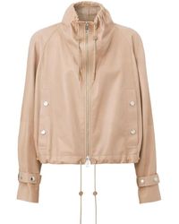 Burberry - Cropped Leather Jacket - Lyst
