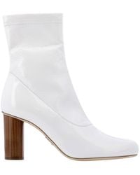 Rodo Patent Leather Ankle Boots - White