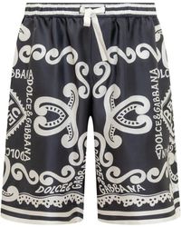 Dolce & Gabbana - Navy Silk Twill Jogging Shorts - Lyst