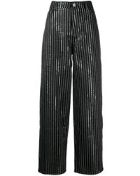 ROTATE BIRGER CHRISTENSEN - Sequinned Striped Wide-leg Trousers - Lyst