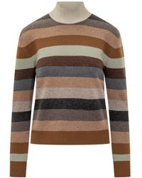 Tory Burch - Striped Sweater With High Neck - Lyst