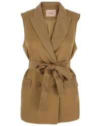 Twinset - Double-Breasted Vest With Peak Revers And Adjustable Belt - Lyst