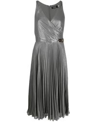 Lauren by Ralph Lauren - Metallic Pleated Midi Dress - Lyst