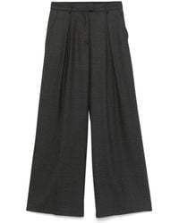 Semicouture - Virgin Wool Twill Wide-Leg Trousers - Lyst