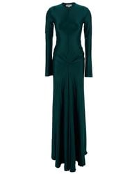 Victoria Beckham - Long Dress With Draped Design - Lyst