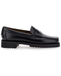 Sebago - Black Slip-on Loafers With Lug Sole In Leather Woman - Lyst