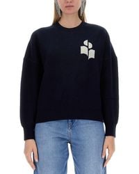 Isabel Marant - Contrast Jacquard Logo Cotton-Wool Blend Sweater - Lyst