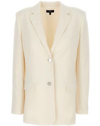 Theory - Ivory Single-Breasted Blazer With Classic Lapels - Lyst