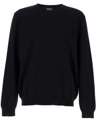 A.P.C. - Crewneck Sweater With Apc Embroidery - Lyst