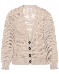 Brunello Cucinelli - Knit Cardigan With A Mesh Design - Lyst
