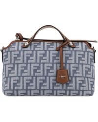 Fendi - By The Way Soft Medium Denim-Effect Ff Jacquard Bags - Lyst