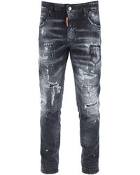 DSquared² Ripped Black Wash Skater Jeans - Multicolor