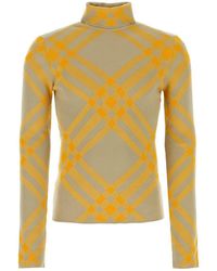 Burberry - Checked Roll-neck Jumper - Lyst
