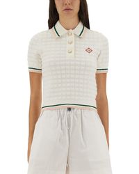 CASABLANCA - Cotton Bouclé Polo Shirt - Lyst