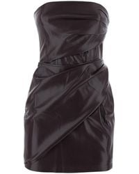 ANDAMANE - Bordeaux Dress With With All-Over Drapes - Lyst